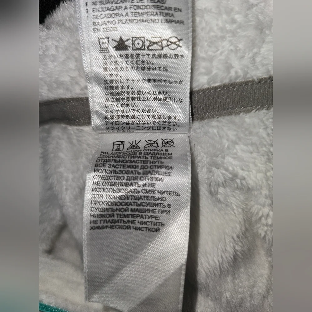 The North Face Girls’ XL (18) White Fleece Pullover Jacket – Aqua Trim - Picture 6 of 9